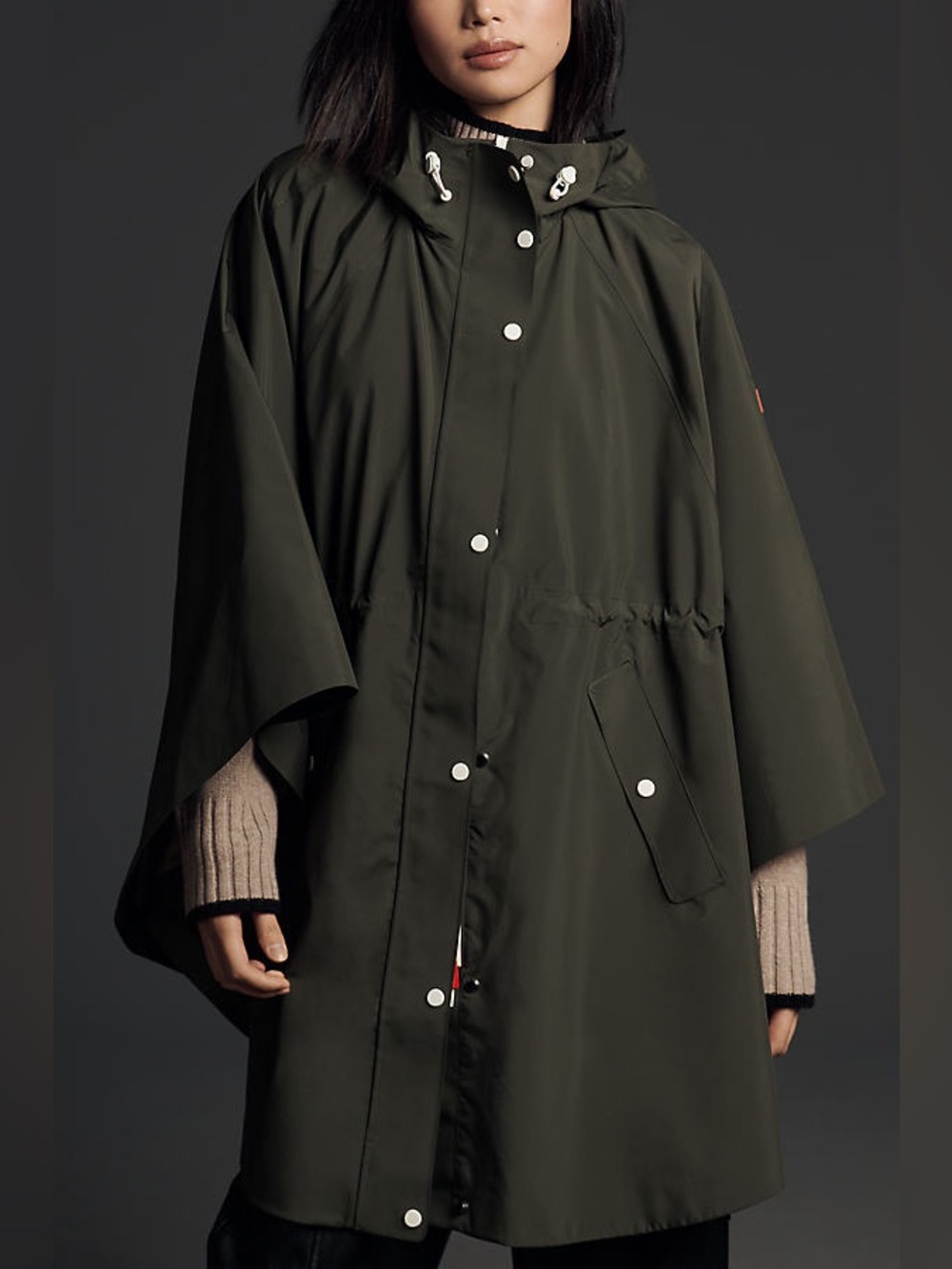 Hunter green rain bonded novelty cape jacket, NWT, size XS-S-M